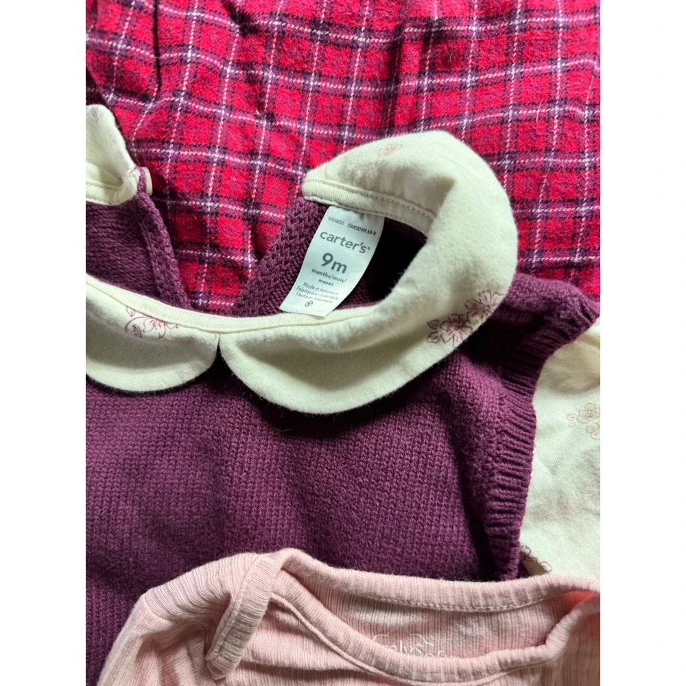 Carters Old Navy Baby Bgosh Girls 6-12M Clothing Lot Bodysuits Dress Sweater 9pc